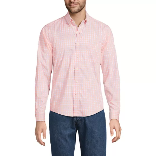 

Мужская рубашка с длинным рукавом для путешествий Lands' End, цвет peach cobalt plaid