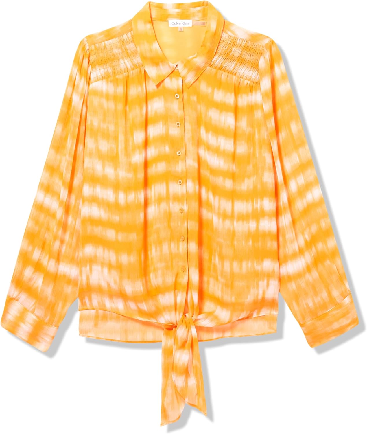 

Женский топ Calvin Klein с принтом, асимметричным лифом и длинными рукавами, Tumeric Combo