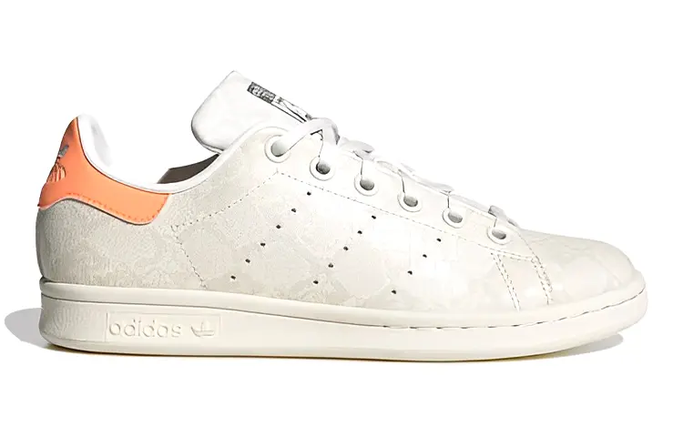 Кроссовки Adidas Stan Smith Snakeskin Core White Beam Orange GS — фото 2