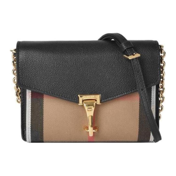 

Кожаная плечевая сумка через плечо женская черная и умбра Burberry