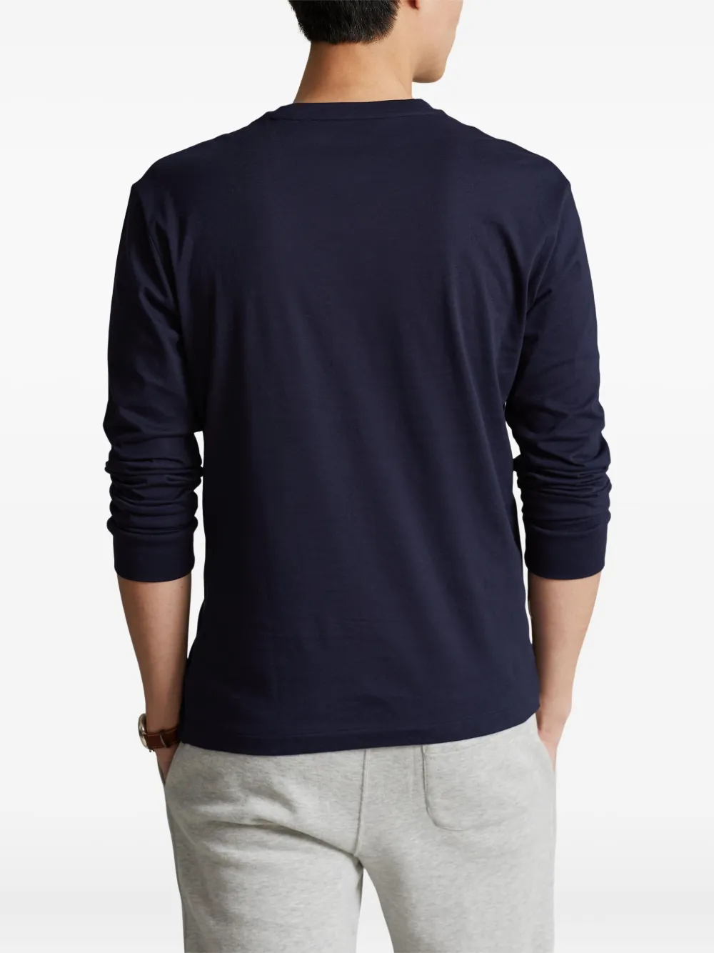 Вышитая футболка с длинными рукавами Polo Ralph Lauren, синий — фото 4
