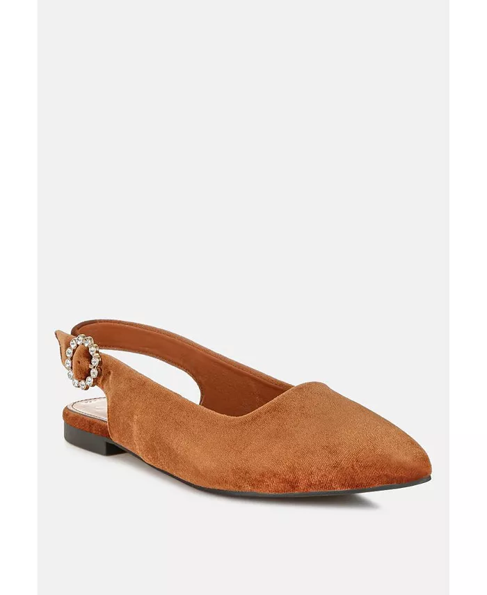 Dolan Velvet Slingback Туфли на плоской подошве женские сандалии London Rag, коричневый — фото 2