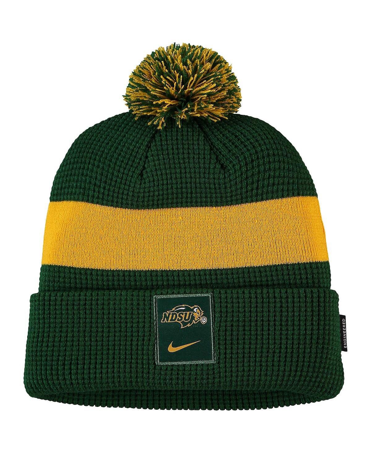 

Мужская зеленая вязаная шапка с манжетами и помпоном с логотипом NDSU Bison Nike