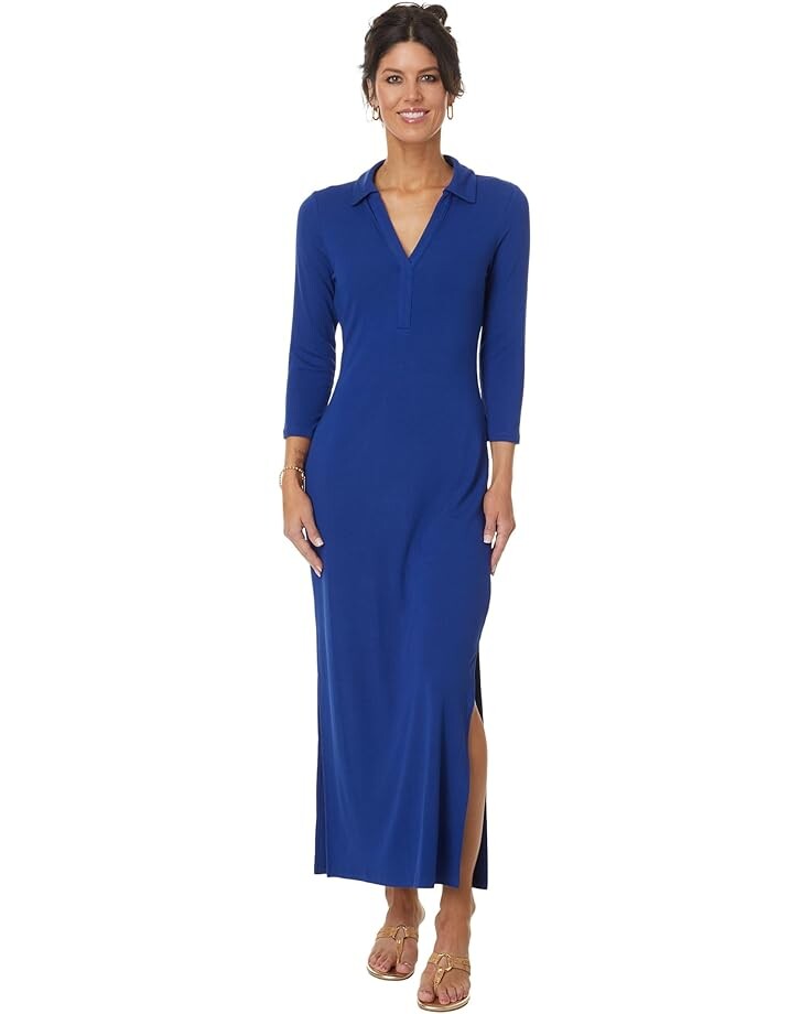 

Платье Lilly Pulitzer Ollie 3/4 Sleeve Maxi Pol, цвет Blue Med