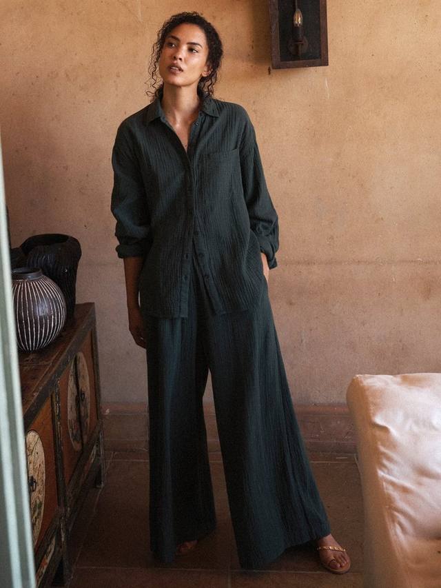 

Пиппи широкие брюки из двойной ткани NRBY, Khaki