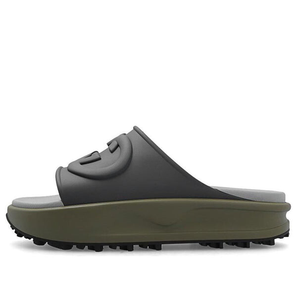 

Тапочки interlocking g slide 'dark grey khaki' Gucci, серый