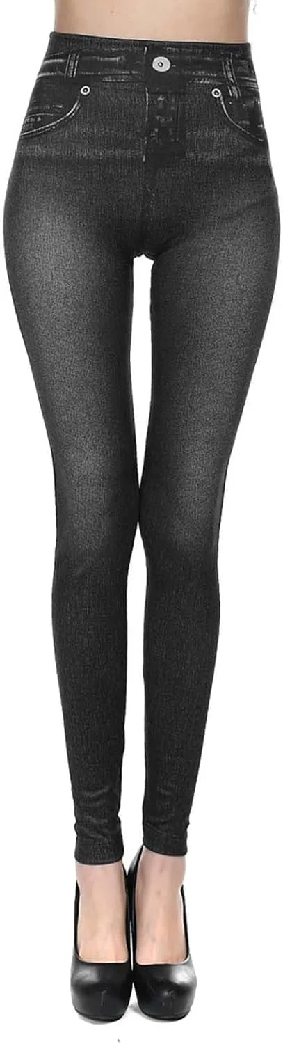 

Женские джинсовые принтованные джеггинсы с карманами