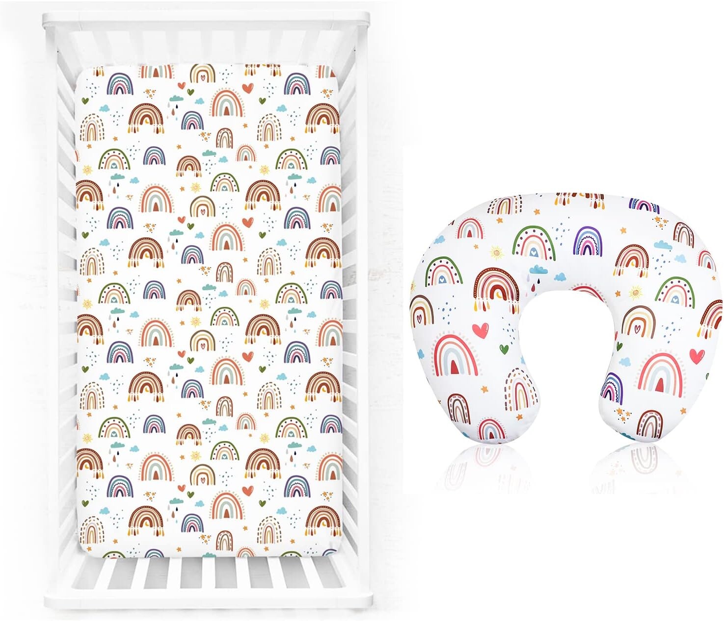 

Простыня для кроватки Rainbow World, трикотаж, хлопок для девочки, чехол на подушку для кормления Rainbow World HNHUAMING