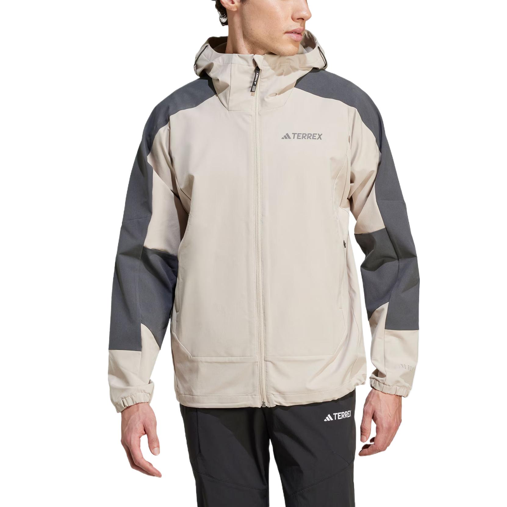 Adidas Ветрозащитная куртка MT WINDRDY JKT мужская светло-коричневая темно-серая, Light Umber Dark Gray — фото 3