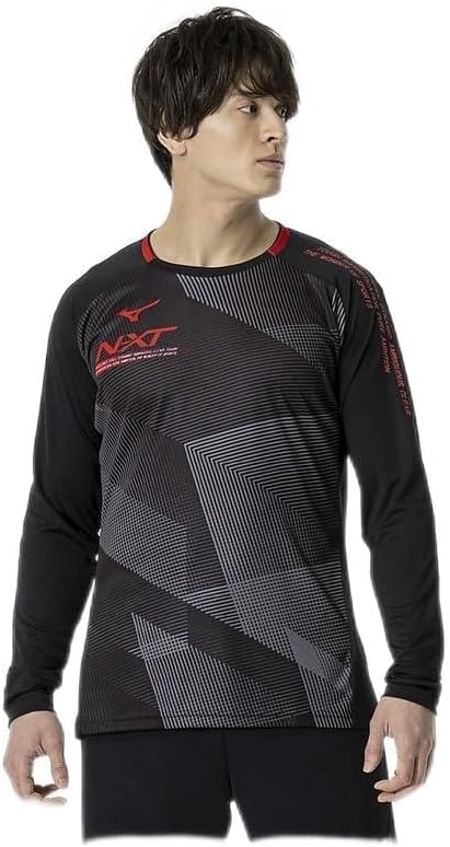 

Волейбольная форма Mizuno V2MAA510, тренировочная толстовка N-XT, с длинным рукавом, стандартный крой, черный/красный