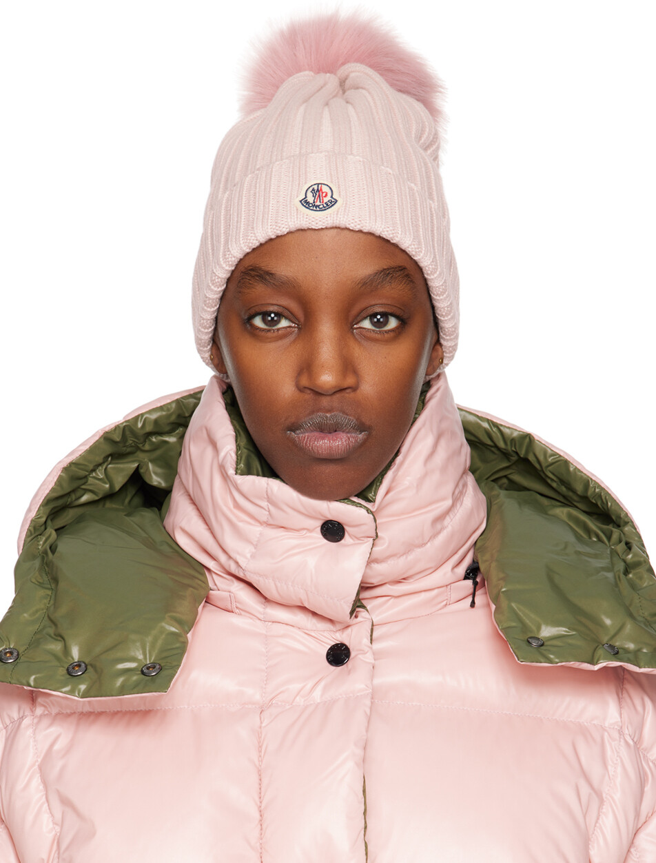 

Розовая шапка с помпоном Moncler, цвет Pink