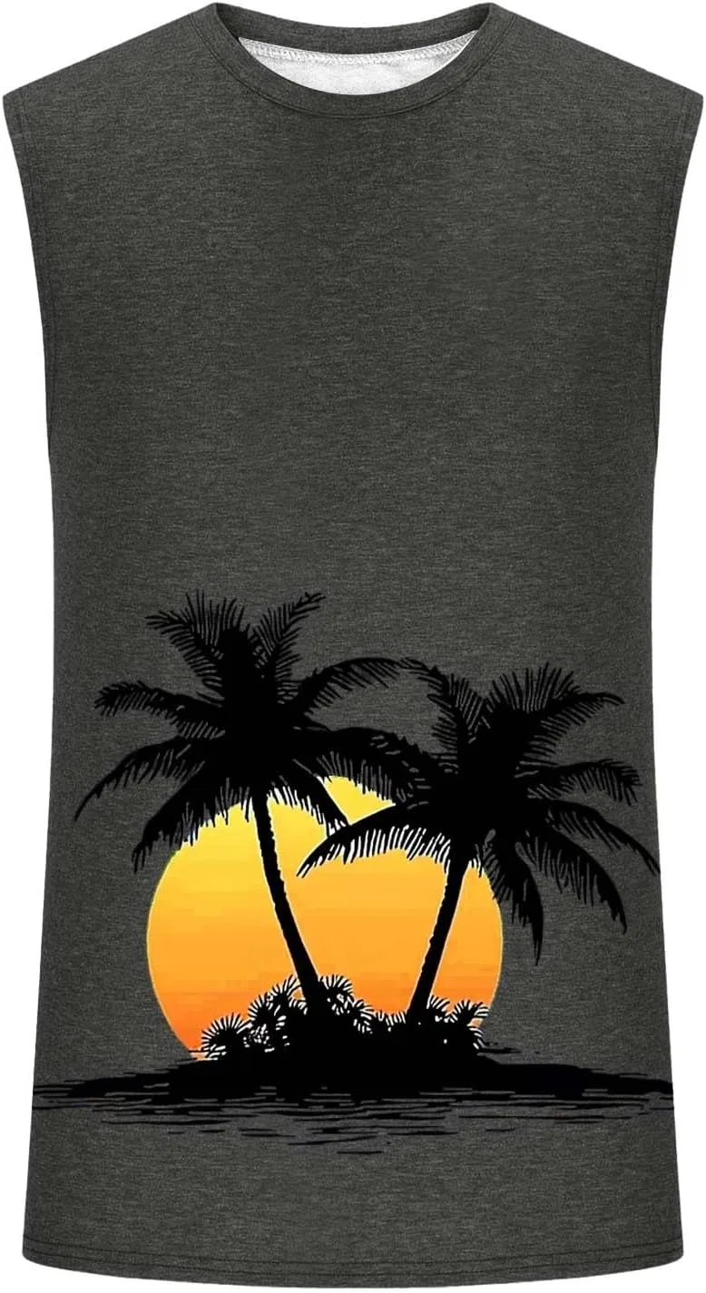 Мужской топ-майка, легкий, свободный, хлопковый, 4-Dark Gray — фото 3