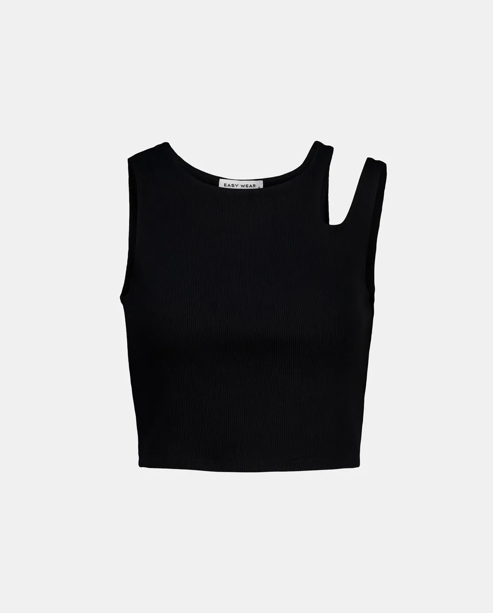 

Женский ребристый укороченный топ Easy Wear, черный
