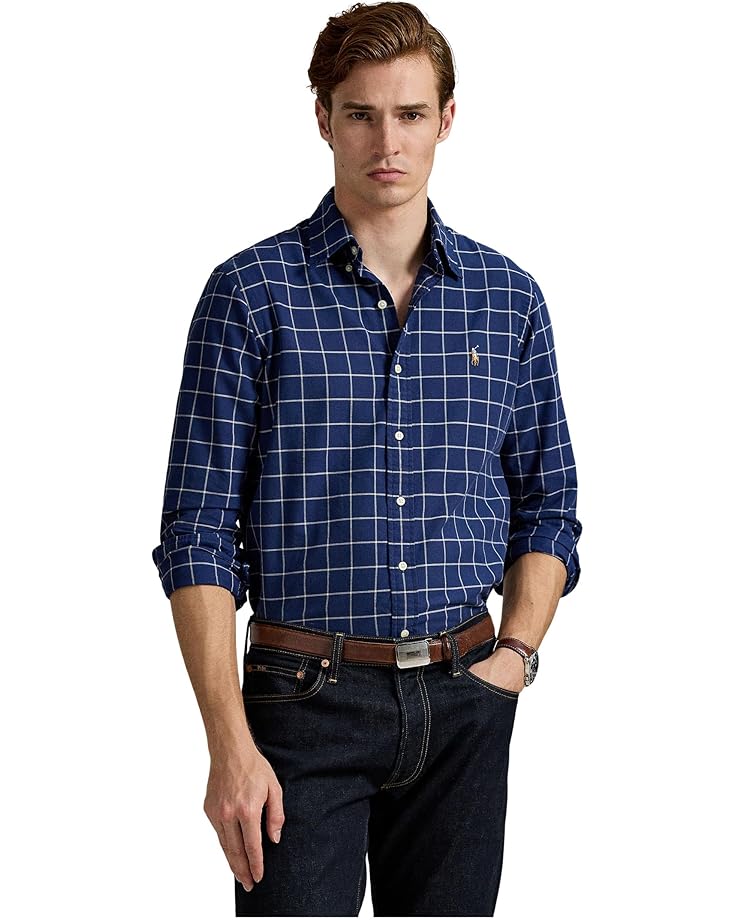 

Мужская классическая рубашка Polo Ralph Lauren Classic Fit Windowpane Oxford, Navy/White