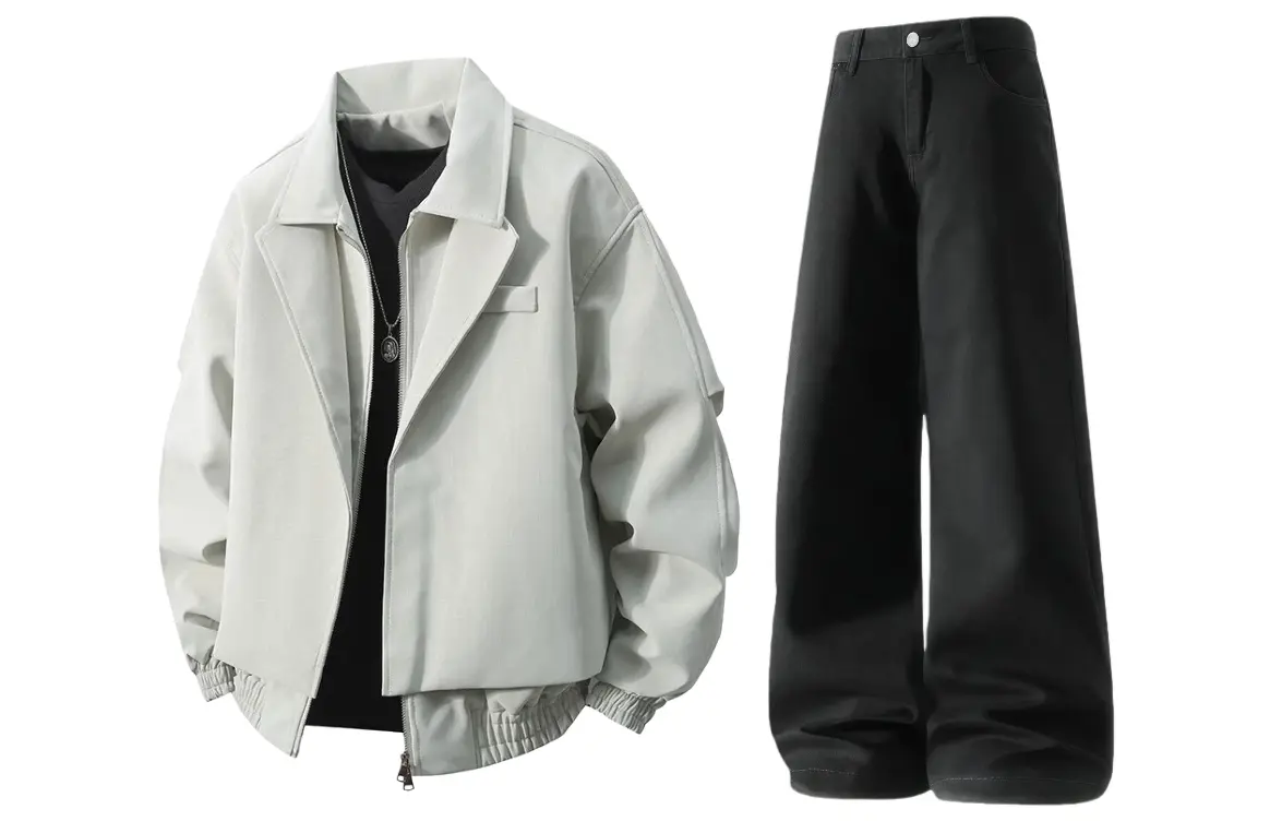 

Повседневная спортивная одежда Unisex с лацканом Moderate X1617, белый jacket+черный pants