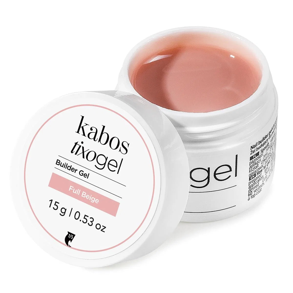 Гель для наращивания ногтей Kabos Builder Gel Thixotrop Tixogel UV/LED, бежевый, 15 г Kabos, Full Beige