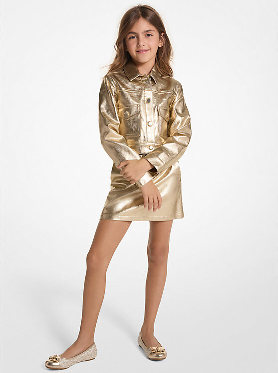 

Мотоциклетная куртка с эффектом металлик Michael Kors Kids, желтый