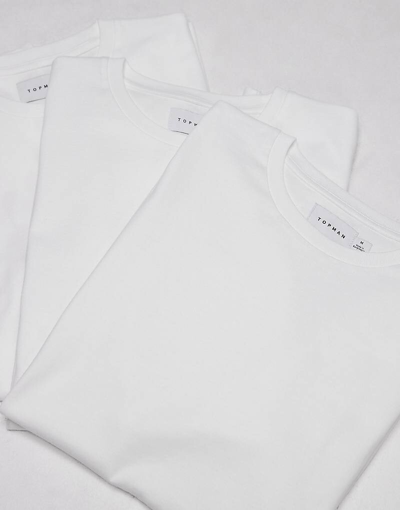 

Набор из трех базовых футболок стандартного кроя Topman белого цвета