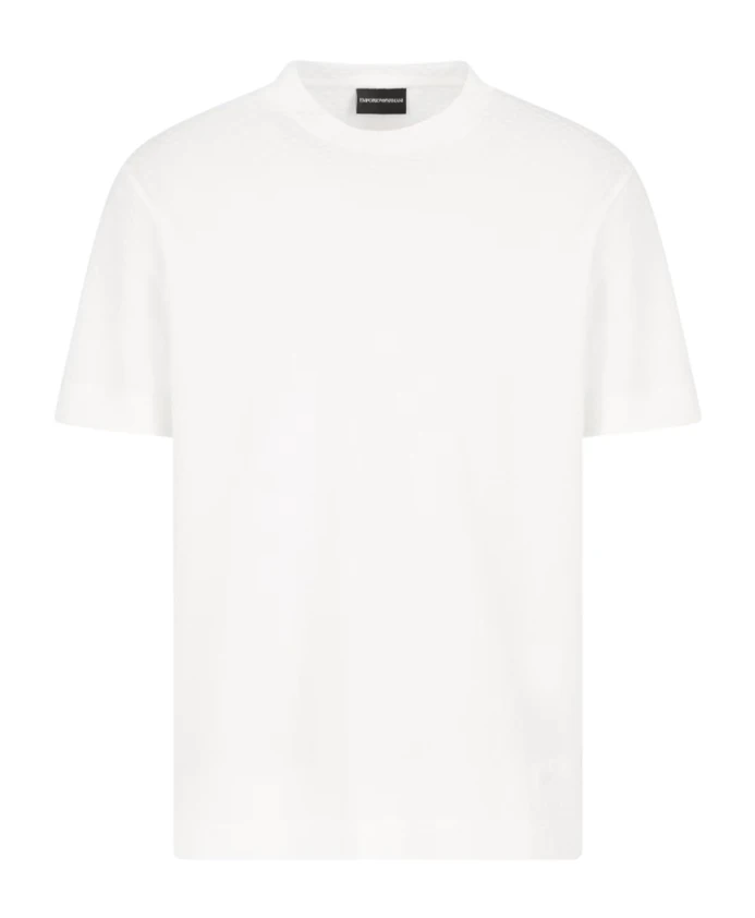 

Белые футболки и поло из жаккардовой ткани Emporio Armani, белый