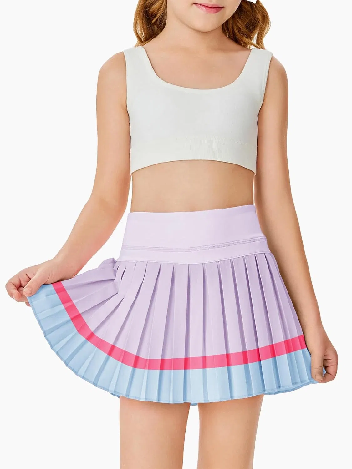 Спортивная юбка-шорты для девочек Haloumoning, 1-purple — фото 4
