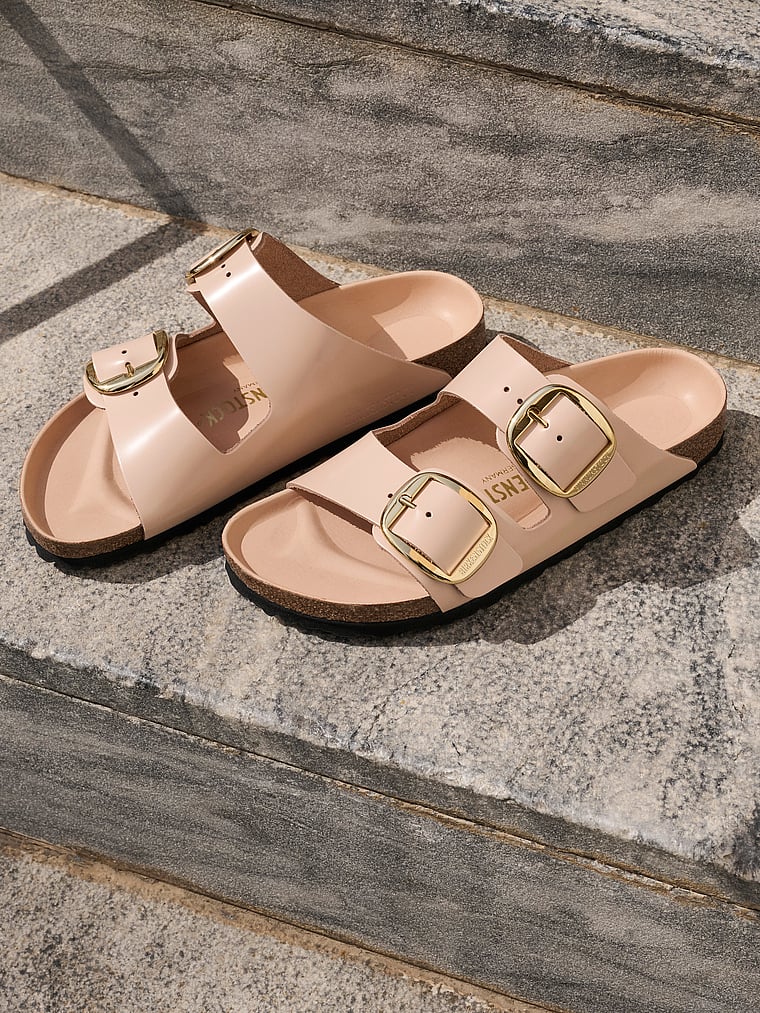 Сандалии Arizona с большой пряжкой Birkenstock, бежевый — фото 3