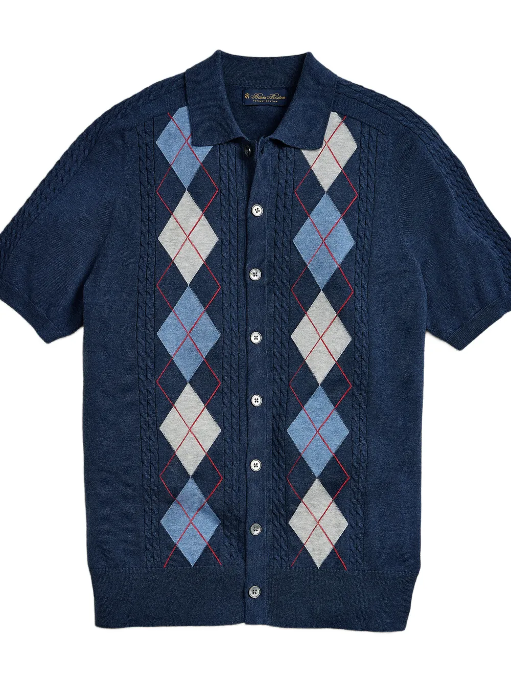 

Рубашка с ромбовидным и косичковым узором Brooks Brothers, синий