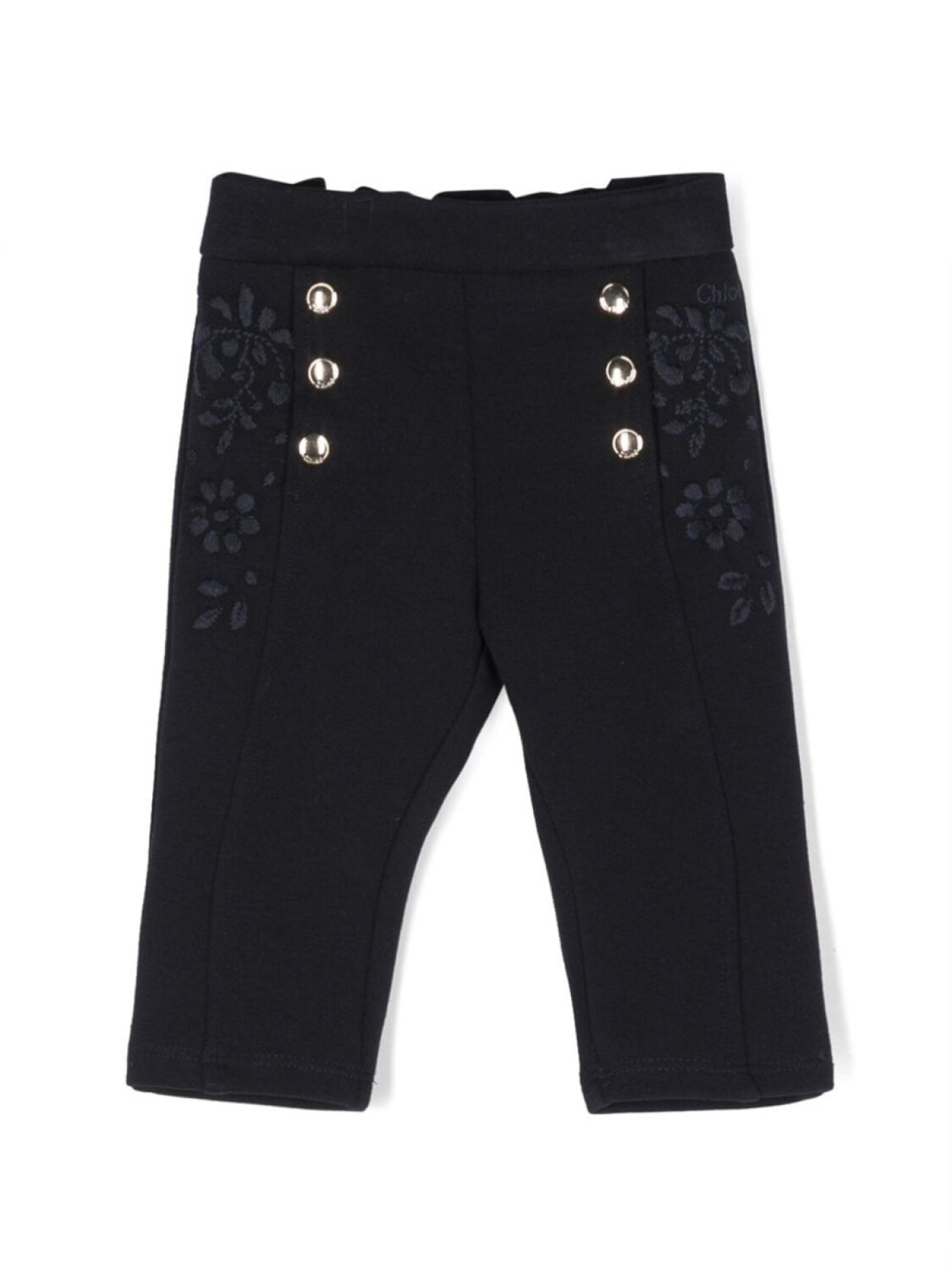 

Chloé Kids брюки с завышенной талией и цветочной вышивкой, синий