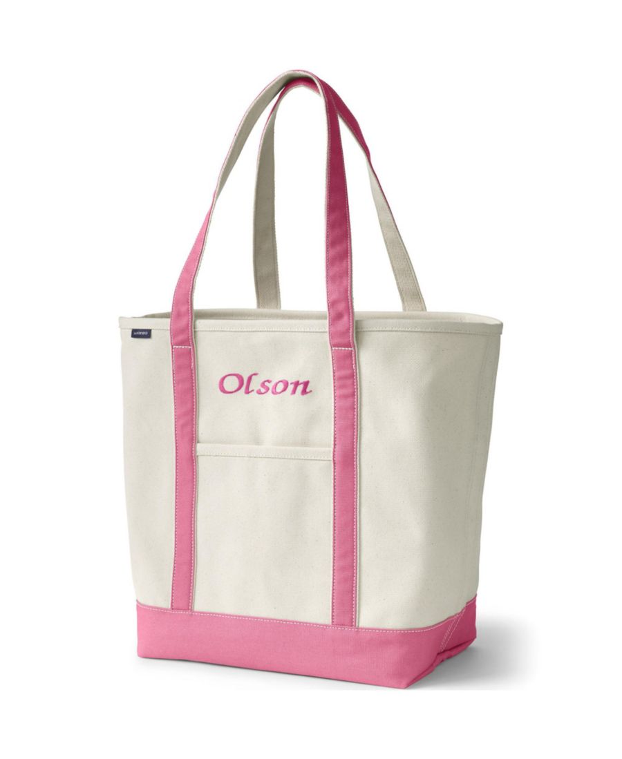 

Большая холщовая сумка-тоут с пятью карманами, открытым верхом и длинными ручками Lands' End, цвет natural/fresh pink, Розовый, Большая холщовая сумка-тоут с пятью карманами, открытым верхом и длинными ручками Lands' End, цвет natural/fresh pink