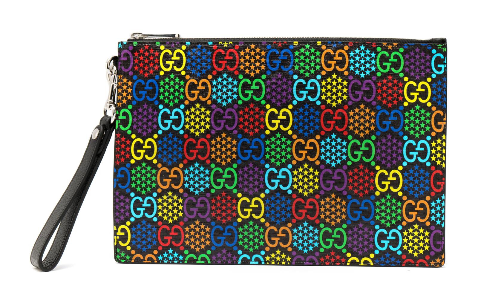 

GUCCI Canvas With Leather Portable Clutch Men's Black/Multicolor