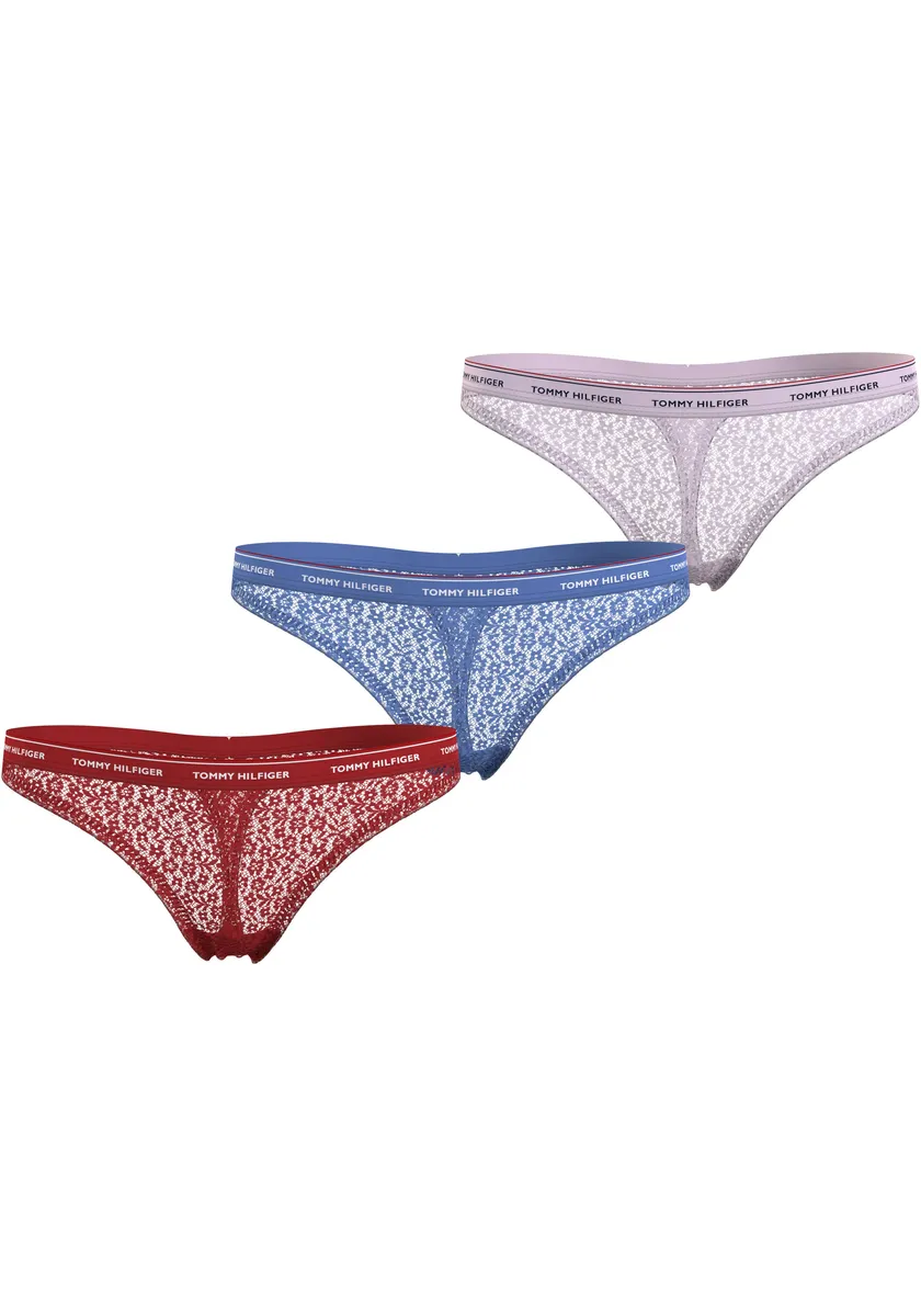 

Трусы Tommy Hilfiger Underwear "3 PACK THONG LACE (EXT SIZES)" (3 шт. в упаковке), с поясом с логотипом Tommy Hilfiger, красный