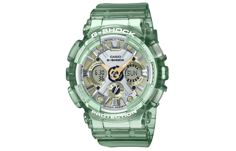 

CASIO Женские часы с двойным жидкокристаллическим/аналоговым дисплеем серии Green GMA-S120GS-3A