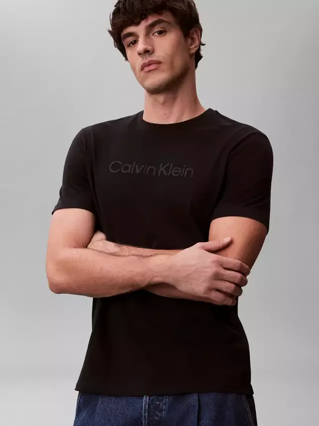 Хлопковая футболка с круглым вырезом, черная Calvin Klein — фото 4