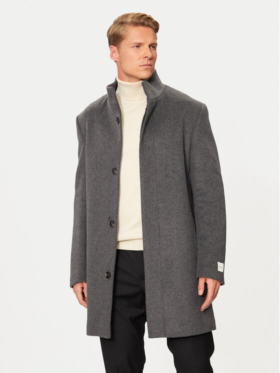 

Приталенное шерстяное пальто K10K113665 Calvin Klein, серый