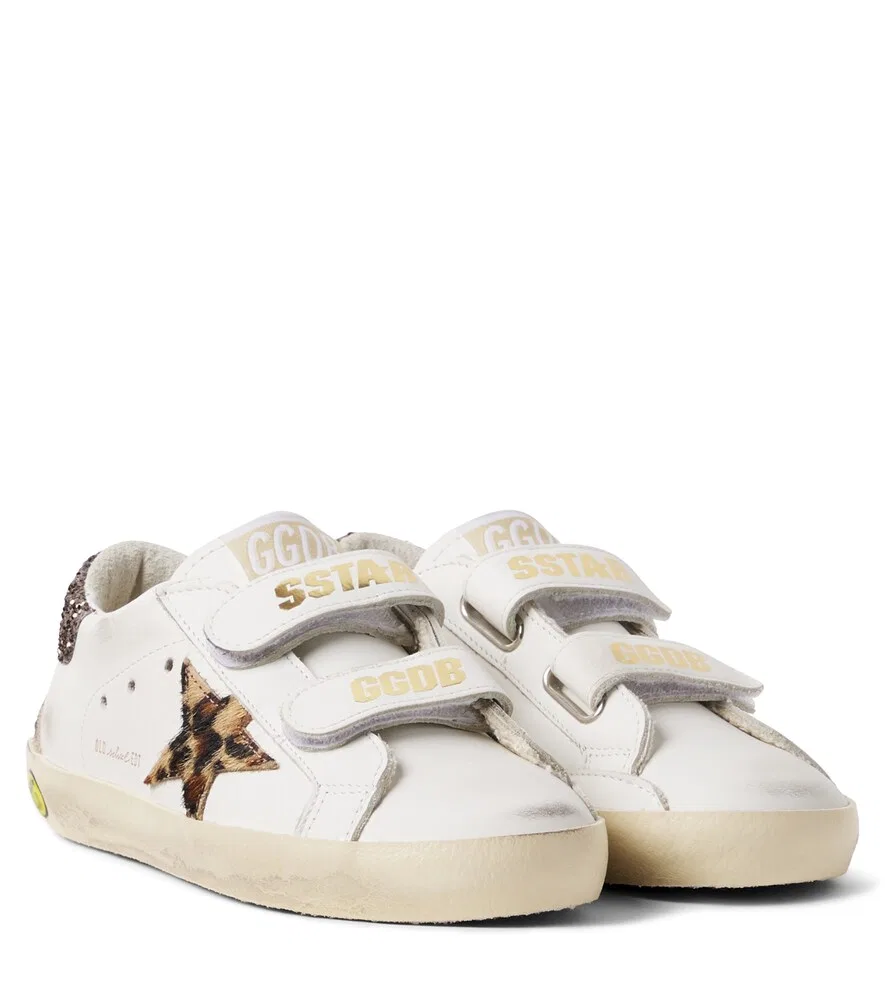 Кроссовки в стиле олдскул из блестящей кожи Golden Goose Kids, белый