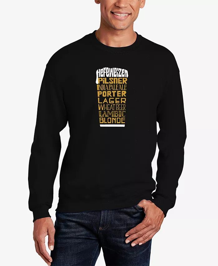 

Мужская толстовка с круглым вырезом Styles of Beer Word Art LA Pop Art, черный