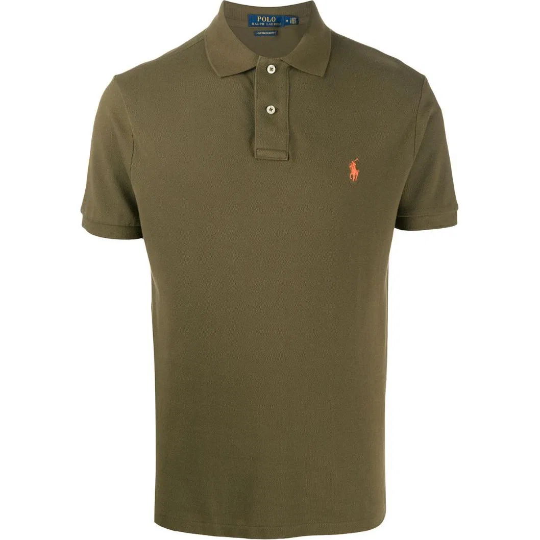 Поло Polo Ralph Lauren Custom Slim Fit для мужчин, Оливково-зеленый