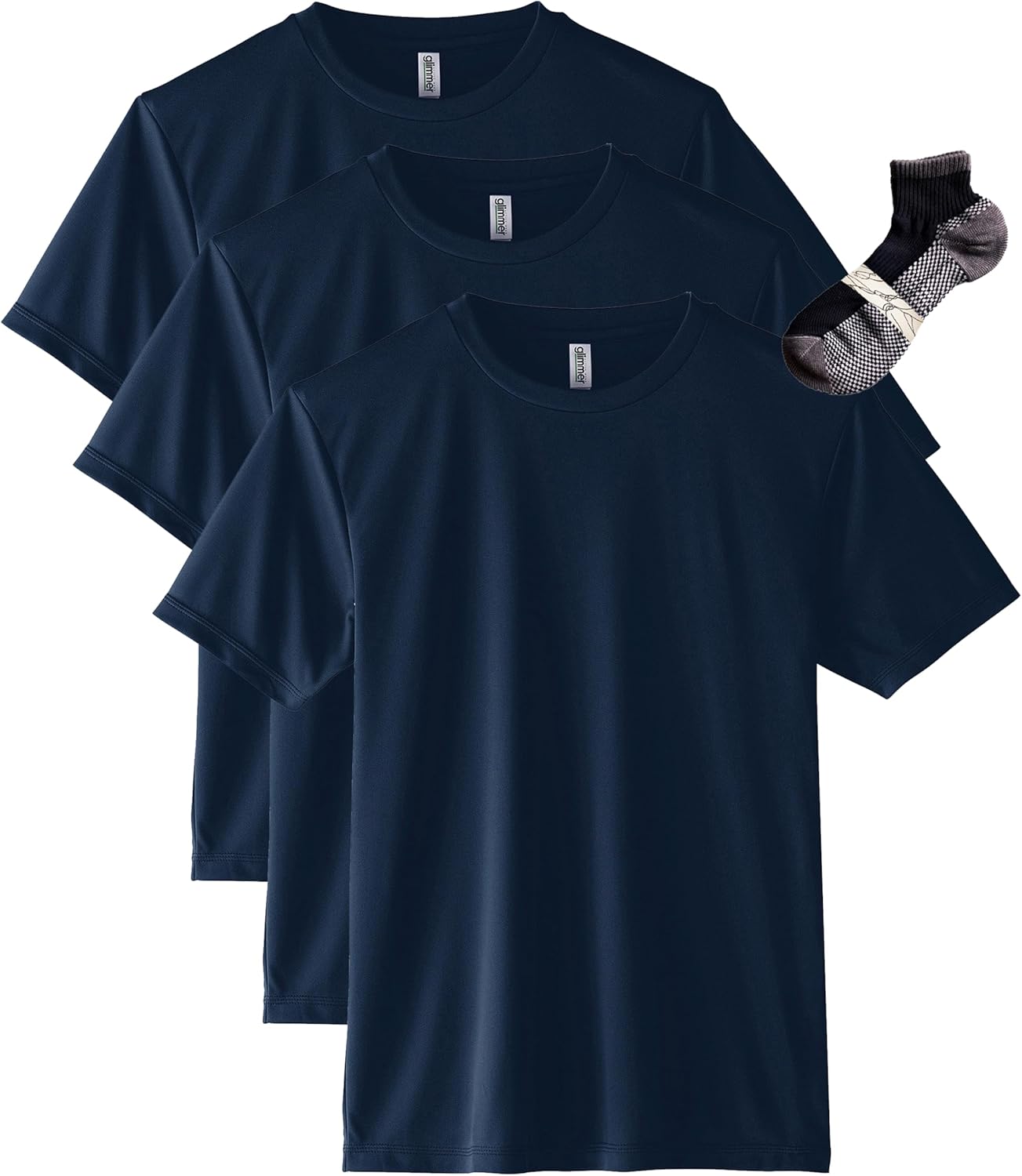 

Футболка с коротким рукавом Glimmer 00350-AIT из трикотажа Interlock Dry плотностью 3,5 унции, с круглым вырезом, темно-синий