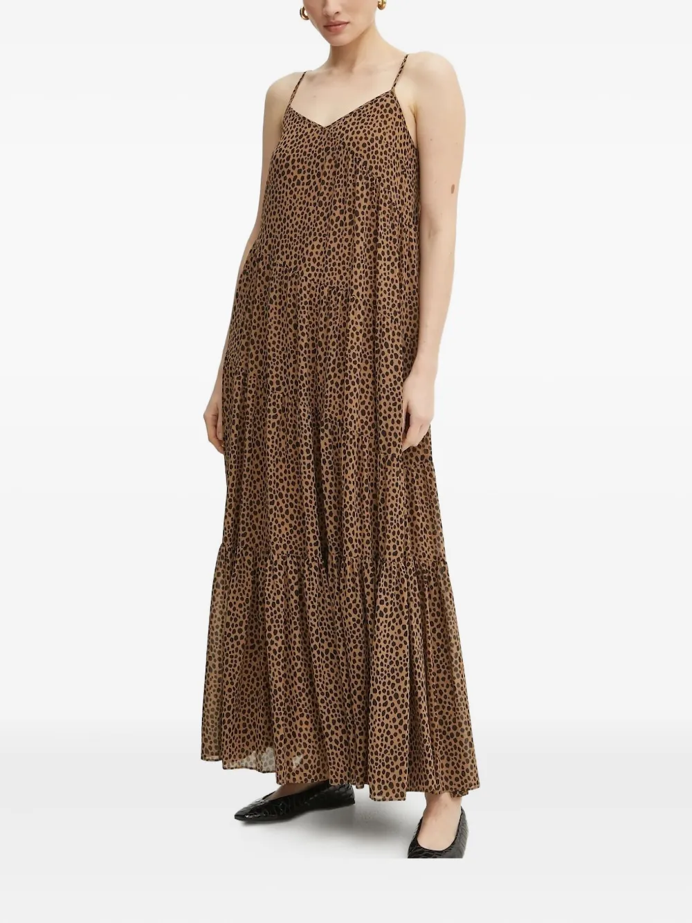 

Многоярусное макси-платье с леопардовым принтом Michael Michael Kors, коричневый