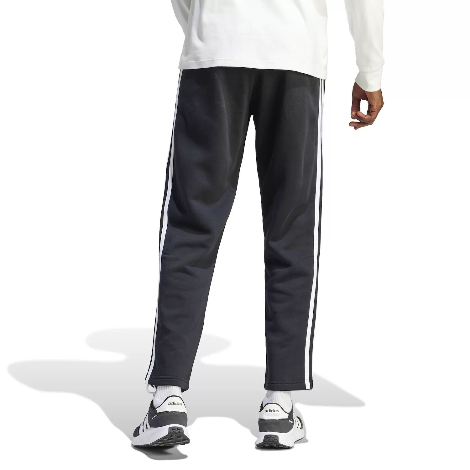 

Мужские флисовые брюки с 3 полосками и открытым подолом adidas Essentials