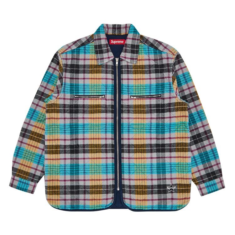 

Рубашка Supreme Quilted Flannel Zip Up Shirt Yellow, желтый