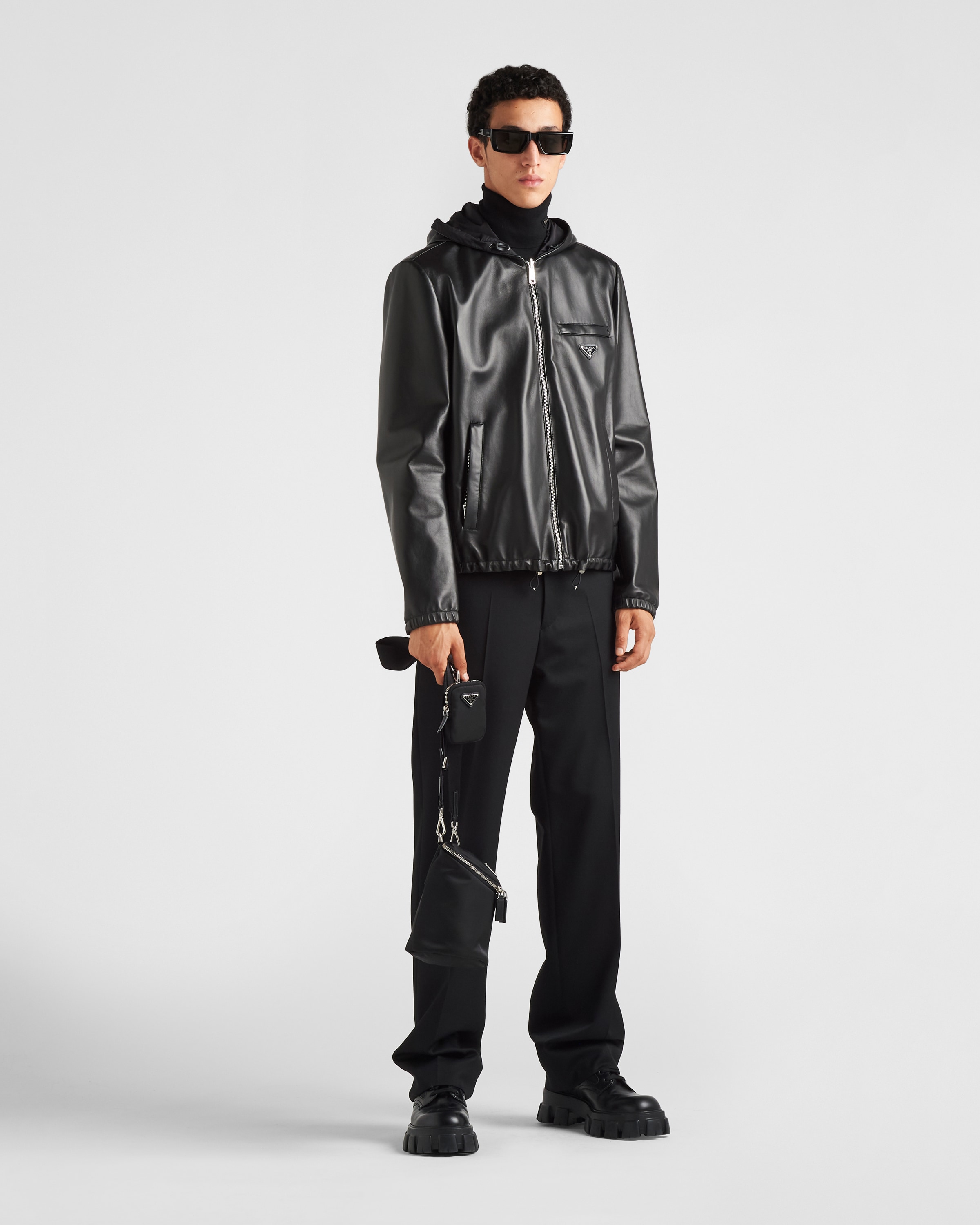 Двусторонняя куртка из наппа-натуральной кожи и Re-Nylon Prada, черный — фото 2