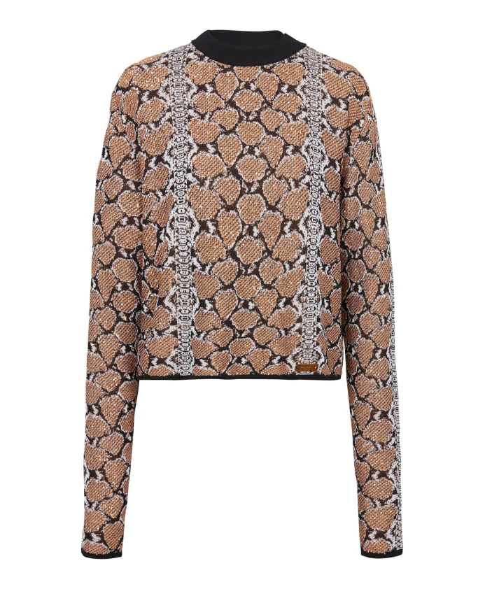 

Вязаный джемпер из змеиной кожи Balmain, коричневый