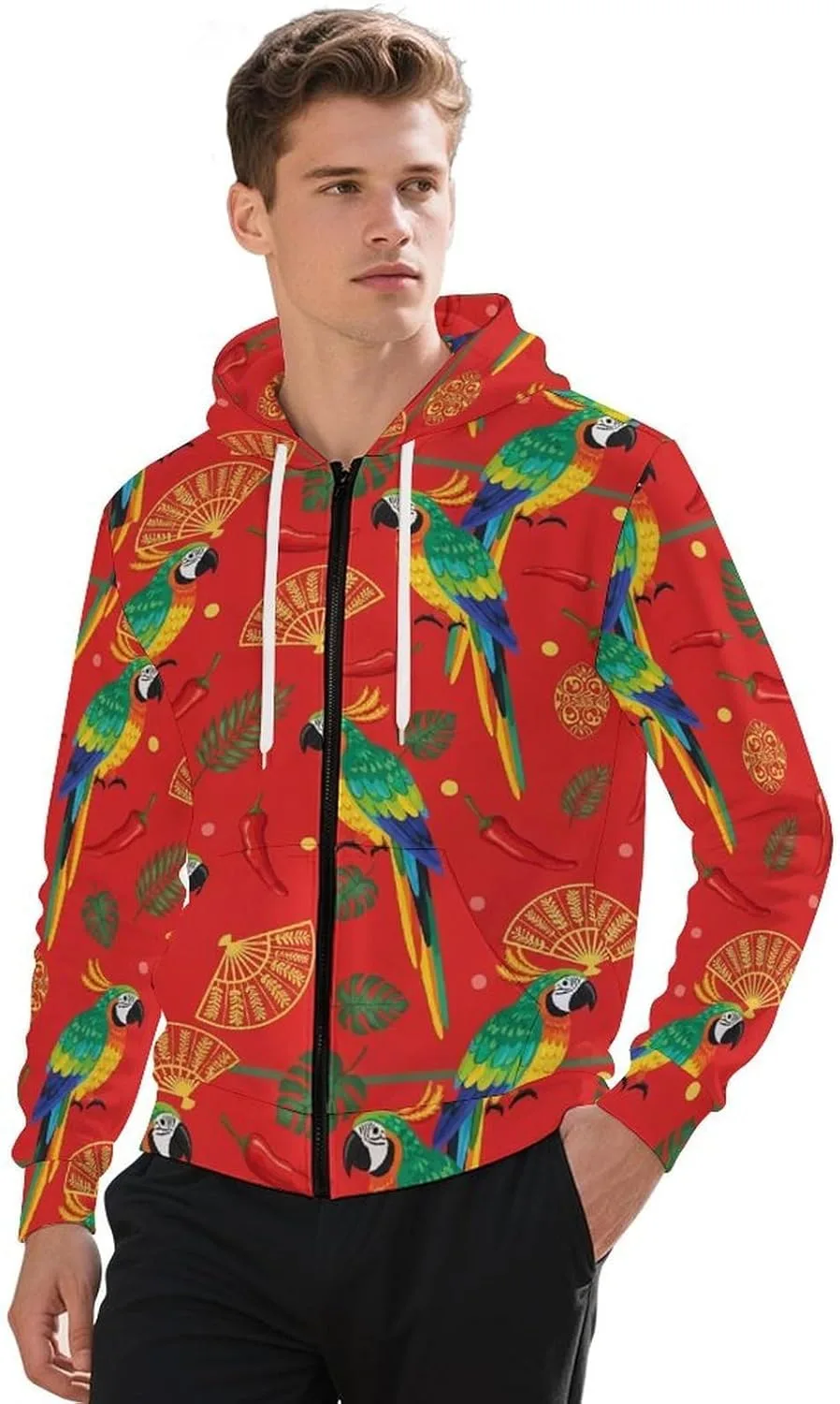 

Мужской худи с капюшоном на молнии, с принтом черепа и роз GemGam