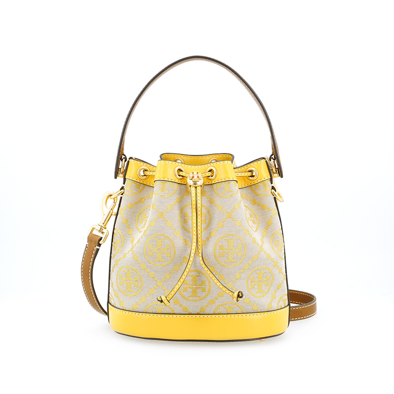 

TORY BURCH Сумка через плечо с монограммой T, кожаная, женская, желтого цвета