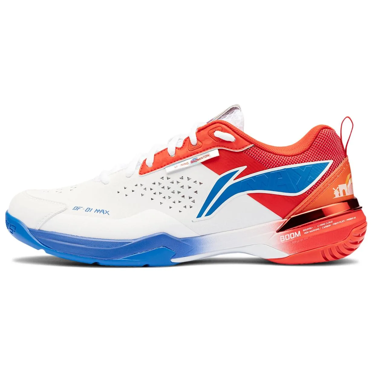 Кроссовки для бадминтона Li-Ning Textile, Synthetic Leather, устойчивые к истиранию, дышащие, низкие, унисекс, белые, красные, синие — фото 3