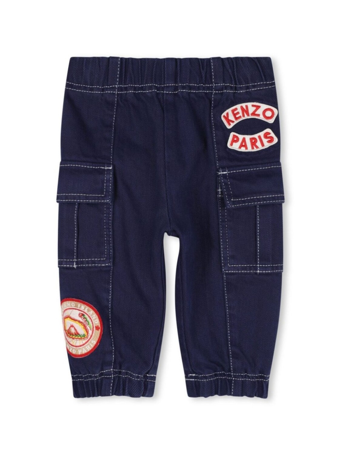 

Kenzo Kids твиловые брюки карго с аппликацией, синий