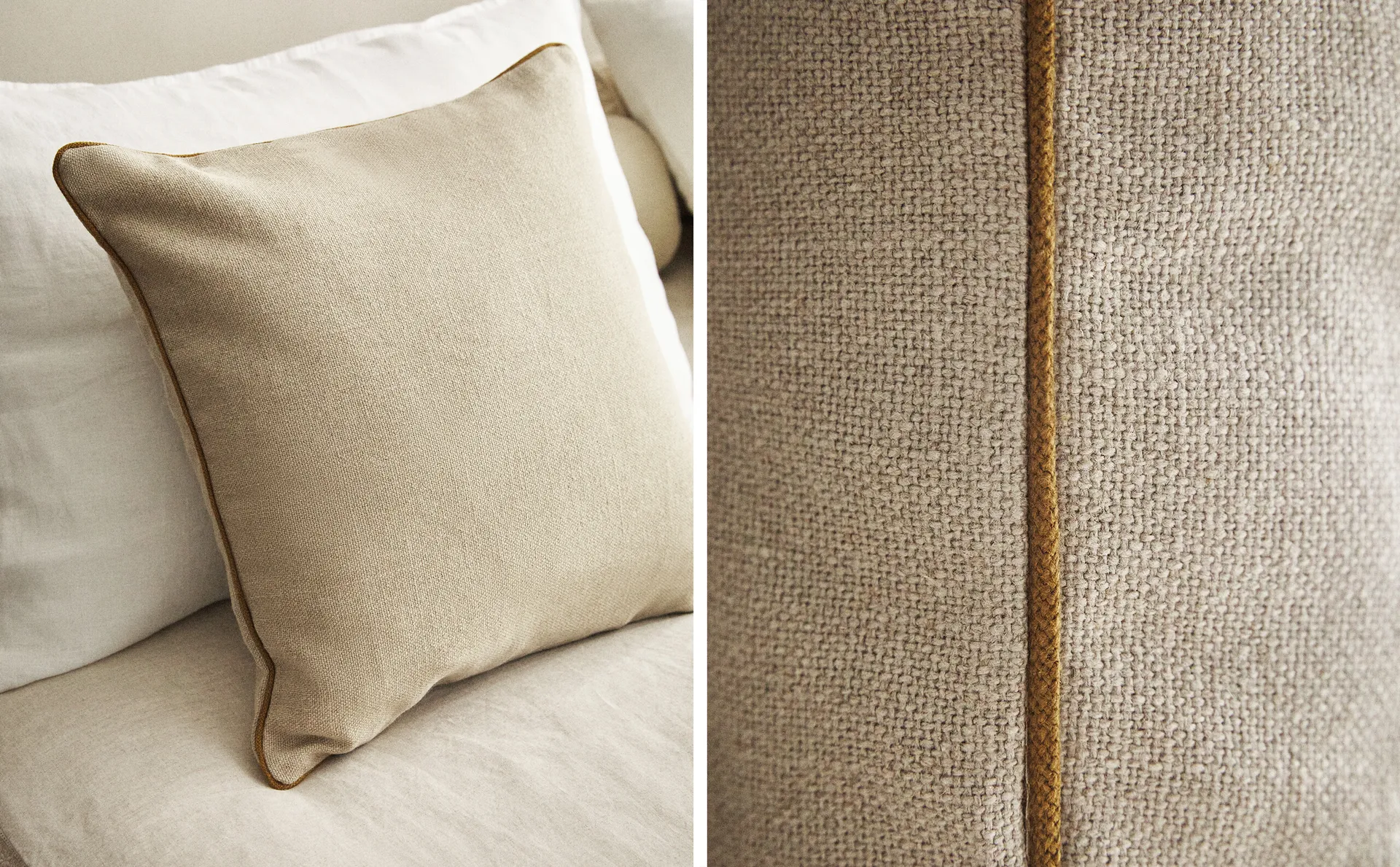 

Чехол на подушку с окантовкой Zara Home, светло-бежевый