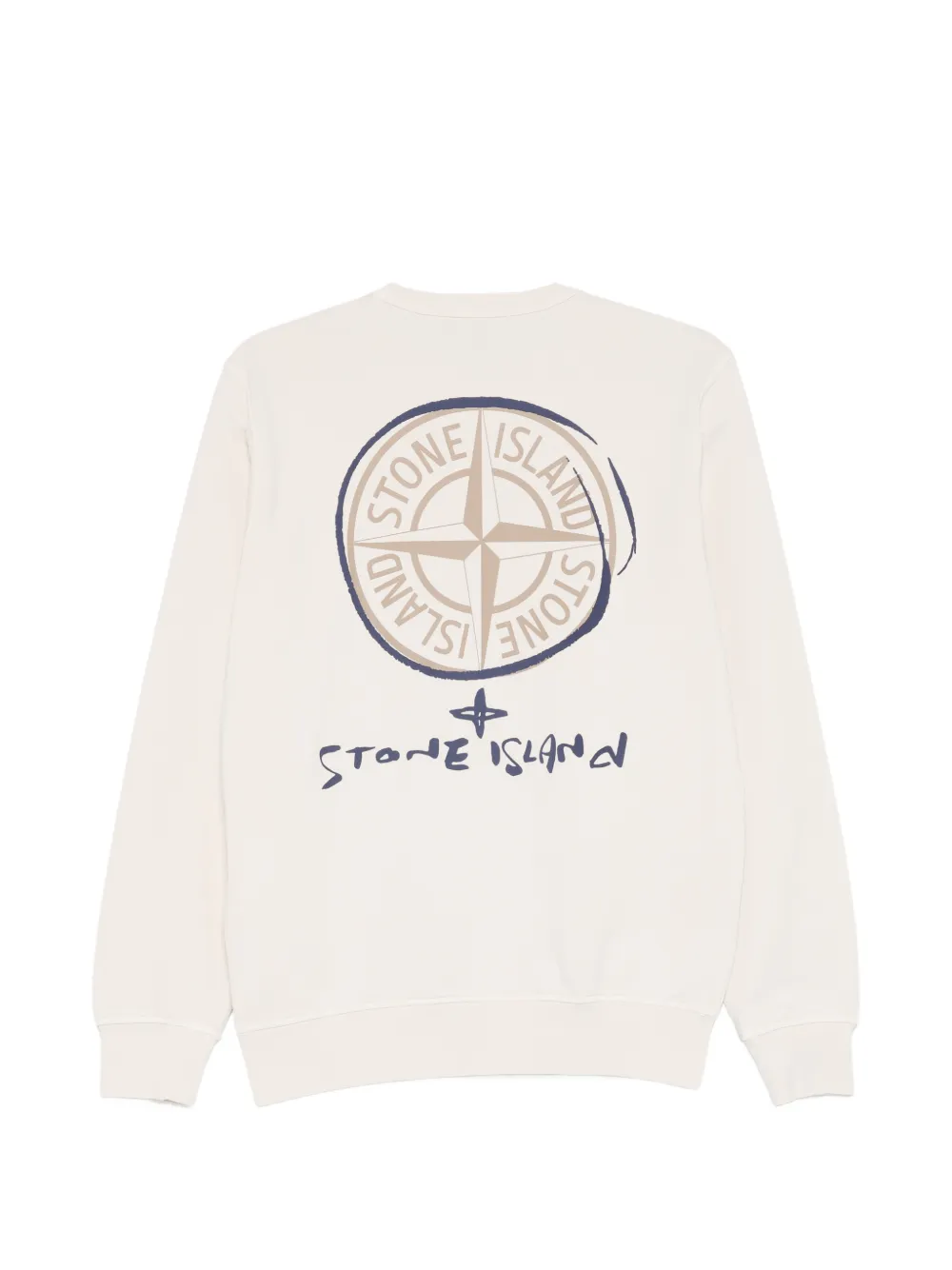 Свитшот с логотипом и круглым вырезом Stone Island Junior, бежевый — фото 2