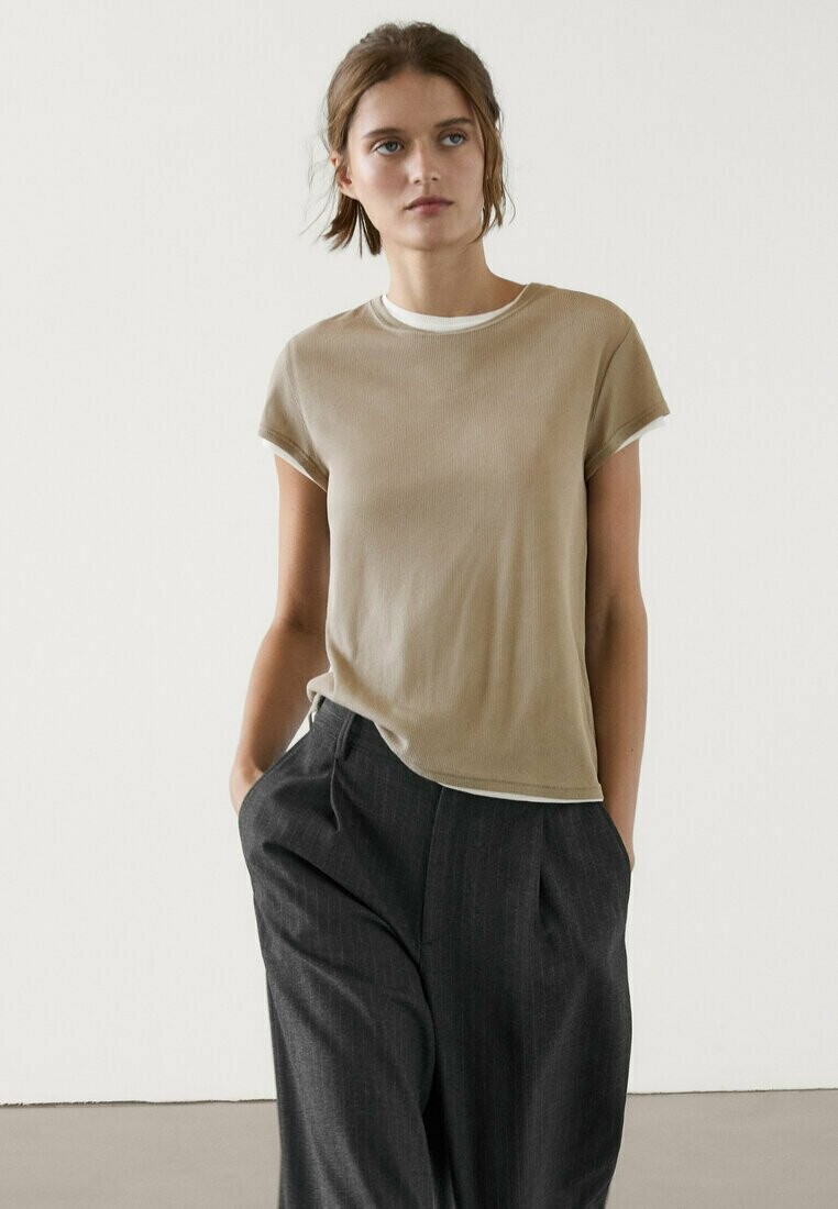 

Базовая футболка DOUBLE Massimo Dutti, светло-коричневый