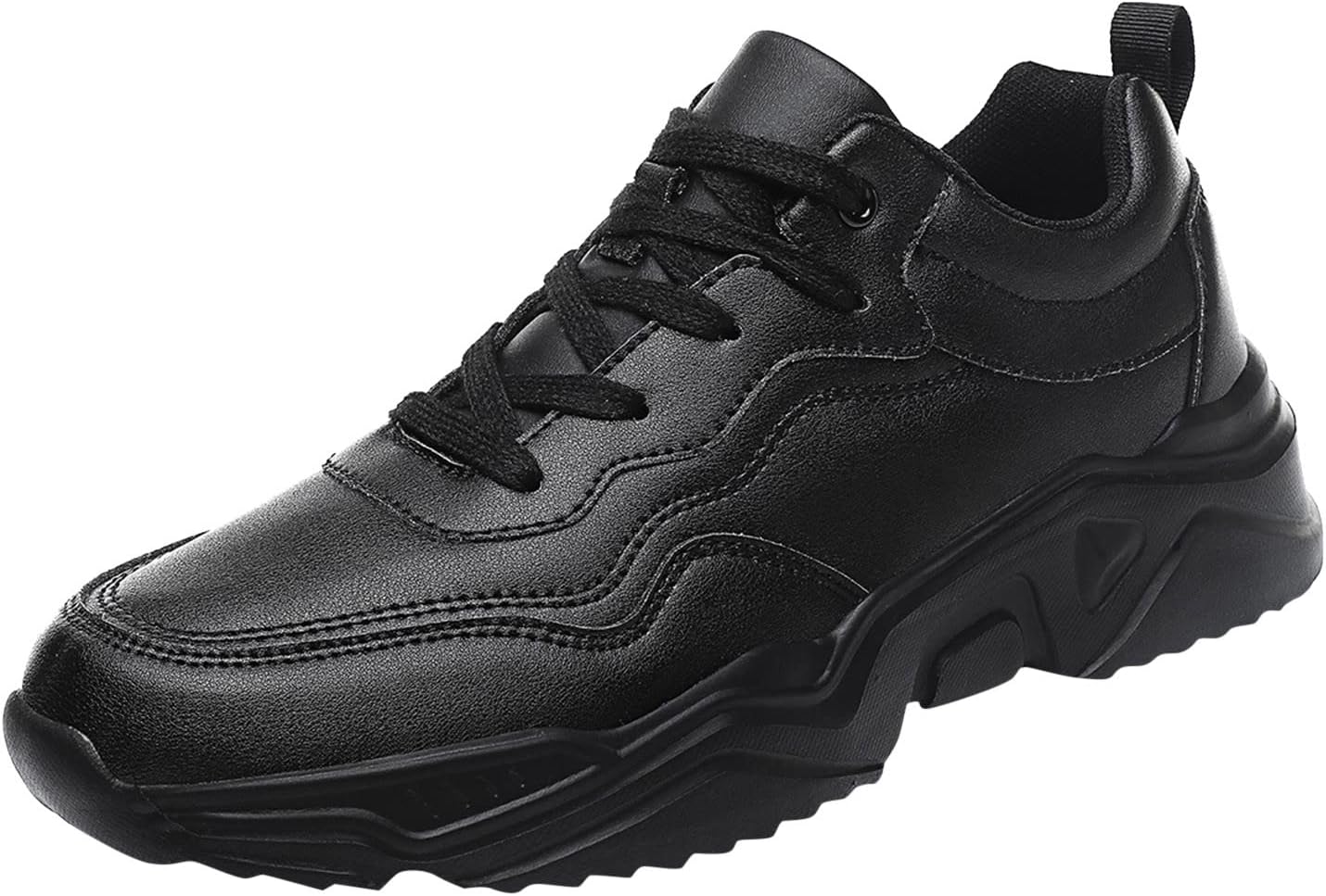 

Мужские спортивные кроссовки, модные, с новым узором, простой однотонный дизайн, шнуровка, плоская подошва, толстая подошва, повседневные, легкие и удобные Generic, черный